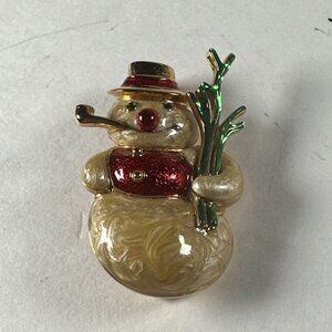 Signed Swarovski Snowman Pin